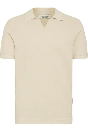 Casual Friday Cfmateo Ss Structured Polo Knit Tops Knitwear Short Sleeve Knitted Polos Beige