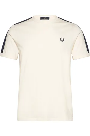 Fred Perry Contrast Tape Ringer Tee Tops T-shirts Short-sleeved Cream