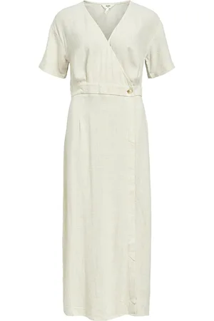 Object Objsanne S/S Re Ankle Dress Div Maksimekko Juhlamekko Cream