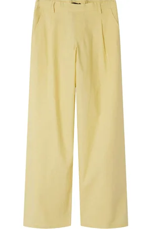LMTD Nlfhynthe Lw Wide Pant Bottoms Trousers Yellow
