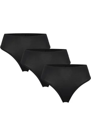 Lindex Brief Thong High Cotton 3 Pack Stringit Alusvaatteet Black