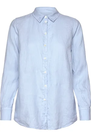 Mos Mosh Mmkarli Linen Shirt Tops Shirts Linen Shirts Blue
