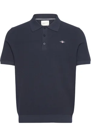 GANT Micro Textured Cotton Ss Polo Designers Polos Short-sleeved Navy