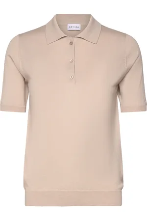 Davida Cashmere Fine Knit Polo Tops T-shirts & Tops Polos Beige
