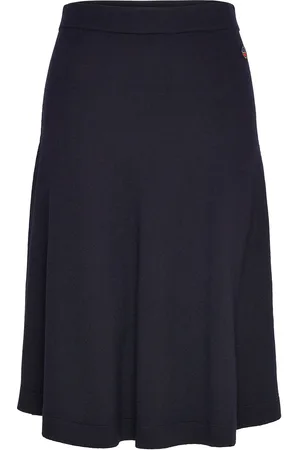 BUSNEL Maja Solid Skirt Designers Knee-length & Midi Skirts Navy