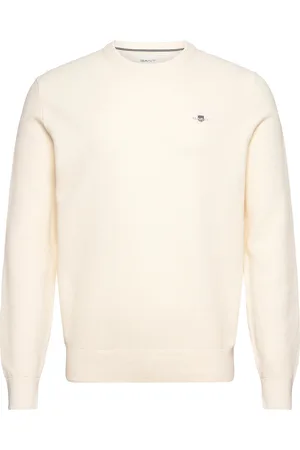 GANT Micro Textured Cotton C-Neck Designers Sweat-shirts & Hoodies Sweat-shirts Cream