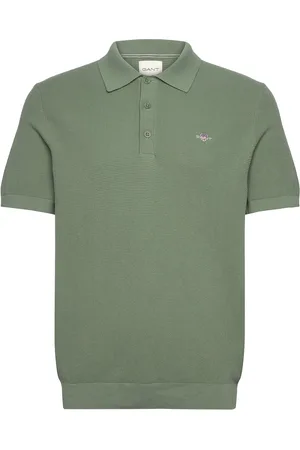 GANT Micro Textured Cotton Ss Polo Designers Polos Short-sleeved Green