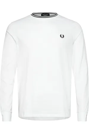 Fred Perry Ls Twin Tipped T-Shirt Tops T-shirts Long-sleeved White