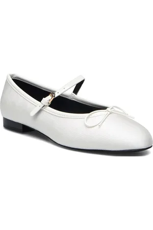 MANGO Ballerinas With Strip And Bow Detail Ballerinat White