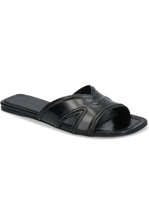 Zadig & Voltaire Azora Mule Vintage Patent Designers Sandals Flat Black