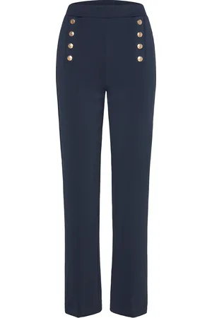Lindex Trousers Penny Bottoms Trousers Straight Leg Navy