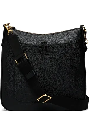 Ralph Lauren Pebbled Leather Large Cameryn Crossbody Bags Crossbody Bags Black