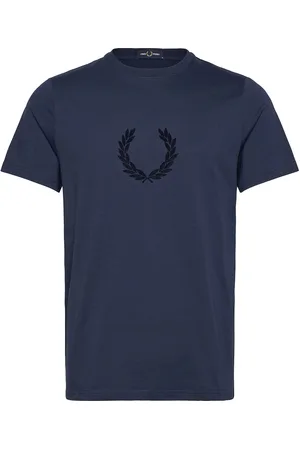 Fred Perry Textr Laurel Wreath Tee Tops T-shirts Short-sleeved Navy