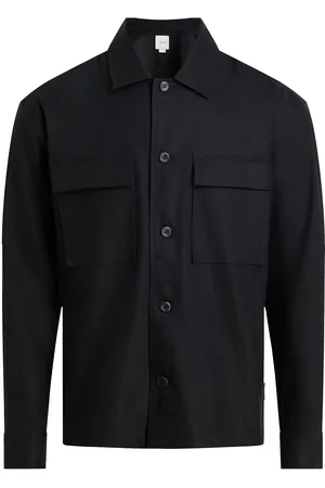 Calvin Klein Linen Lyocell Stretch Overshirt Tops Overshirts Black