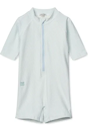 Liewood Max Seersucker Shortsleeve Swim Jumpsuit Swimwear Uv Clothing Uv Suits Blue
