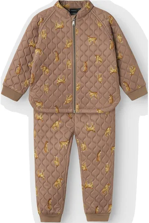 NAME IT Nmmmoon Quilted Set Aop Fo Outerwear Thermo Outerwear Thermo Sets Brown