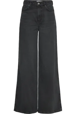 MANGO High-Rise Wideleg Jeans Bottoms Jeans Wide Grey
