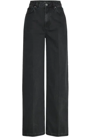 MANGO High Waist Straight Jeans Bottoms Jeans Wide Grey