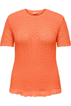 ONLY Carsaga Life Ss O-Neck Knt Tops T-shirts & Tops Short-sleeved Orange