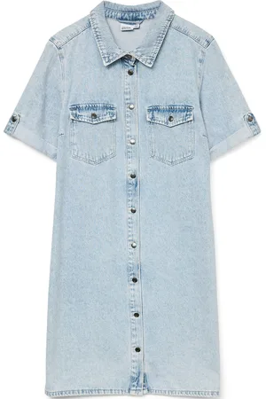 VERO MODA Vmjennie Ss Short Denim Dress Ga Noos Polvipituinen Mekko Blue