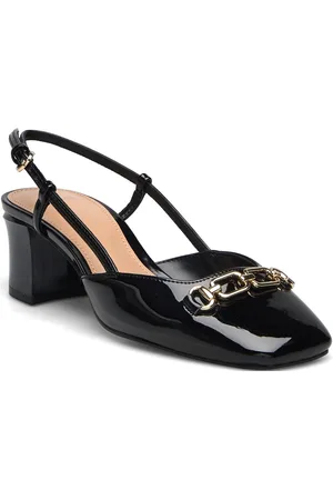 MANGO Heeled Shoes With Link Detail Shoes Sling Backs Heeled Slingbacks Black