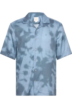 Calvin Klein Floral Aop S/S Lyocell Shirt Tops Shirts Short-sleeved Shirts Blue