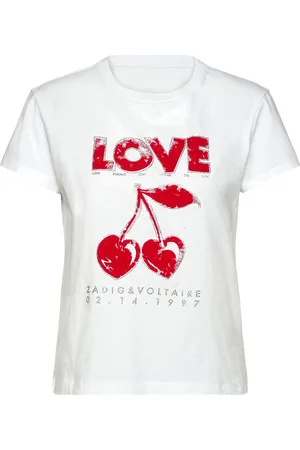 Zadig & Voltaire Walk Bc Concert Cherry Love Tops T-shirts & Tops Short-sleeved White