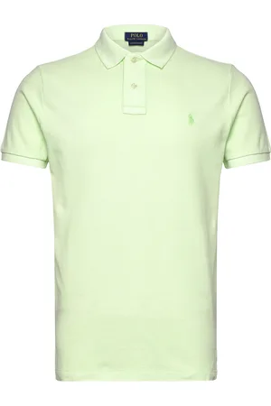 Ralph Lauren Custom Slim Mineral-Dyed Mesh Polo Shirt Tops Polos Short-sleeved Green