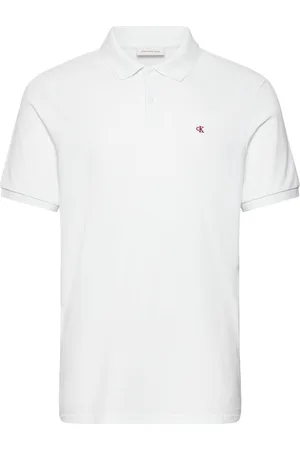 Calvin Klein Ss Casual Pique Classic Polo Tops Polos Short-sleeved White