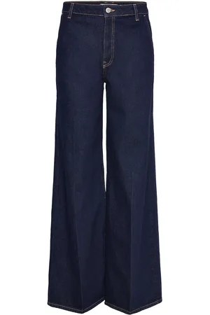 MANGO High-Rise Wideleg Rinse-Wash Jeans Bottoms Jeans Wide Blue