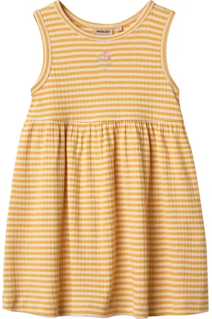 WHEAT Jersey Dress Embroidery Martha Dresses & Skirts Dresses Casual Dresses Sleeveless Casual Dresses Yellow
