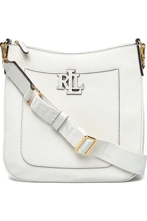 Ralph Lauren Pebbled Leather Large Cameryn Crossbody Bags Crossbody Bags White