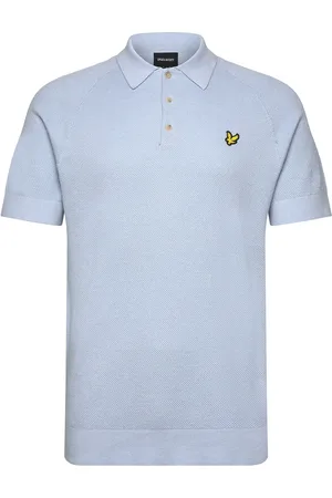 Lyle & Scott Linen Blend Knitted Polo Tops Knitwear Short Sleeve Knitted Polos Blue