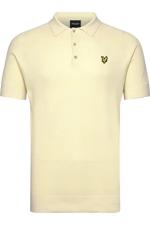 Lyle & Scott Linen Blend Knitted Polo Tops Knitwear Short Sleeve Knitted Polos Yellow