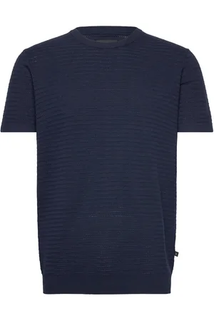 Clean Cut Owen Knitted T-Shirt Tops T-shirts Short-sleeved Navy
