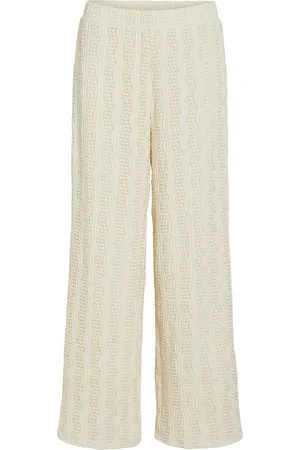 VILA Vilumena Hw Wide Pants Bottoms Trousers Wide Leg Beige