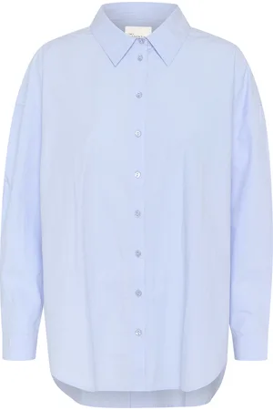 My Essential Wardrobe Sunnamw Boxy Shirt Tops Shirts Long-sleeved Blue
