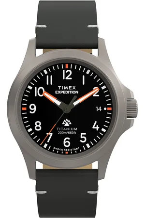Timex Expedition North Titanium Qa 38Mm Black Dial Black Eco-Friendly Leather Strap Accessories Watches Analog Watches Grey