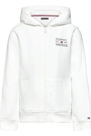 Tommy Hilfiger Tommy Flag Hilfiger Zip Hoodie Tops Sweat-shirts & Hoodies Hoodies White