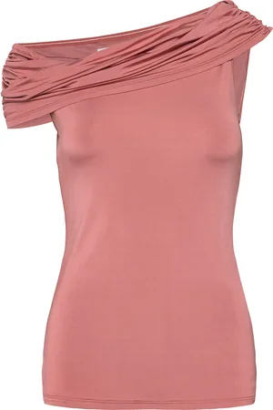 By Malina Ariel Jersey Off Shoulder Top Designers T-shirts & Tops Sleeveless Pink