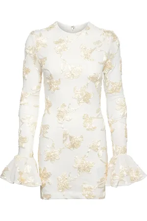 ROTATE Flower Mesh Mini Dress Designers Short Dress Cream