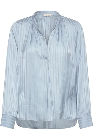 Zadig & Voltaire Tink Satin Tops Blouses Long-sleeved Blue
