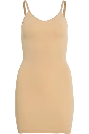 VILA Vimacie V-Neck S/L Seamless Dress Lyhyt Mekko Beige