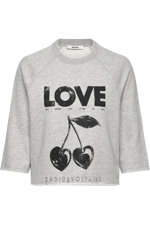 Zadig & Voltaire Gea Pmo Concert Cherry Love Tops T-shirts & Tops Short-sleeved Grey