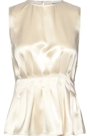 By Malina Lova High Neck Pleated Top Designers Blouses Sleeveless Gold