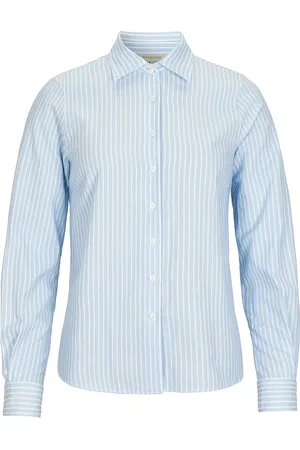 Newhouse Linnéa Striped Oxford Shirt Tops Shirts Long-sleeved Blue