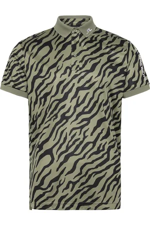 J Lindeberg Tour Tech Print Polo Sport Men Sport Clothing Sport Tops Sport Polos Sport Short-sleeved Polos Khaki Green