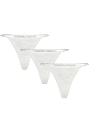 Lindex Brief Jennie Lace Thong 3 Pack Stringit Alusvaatteet White