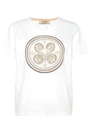 Mos Mosh Mmzano O-Ss Embroidery Tee Tops T-shirts & Tops Short-sleeved White