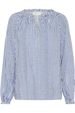 Cream Crtiah Boho Blouse Tops Blouses Long-sleeved Blue
